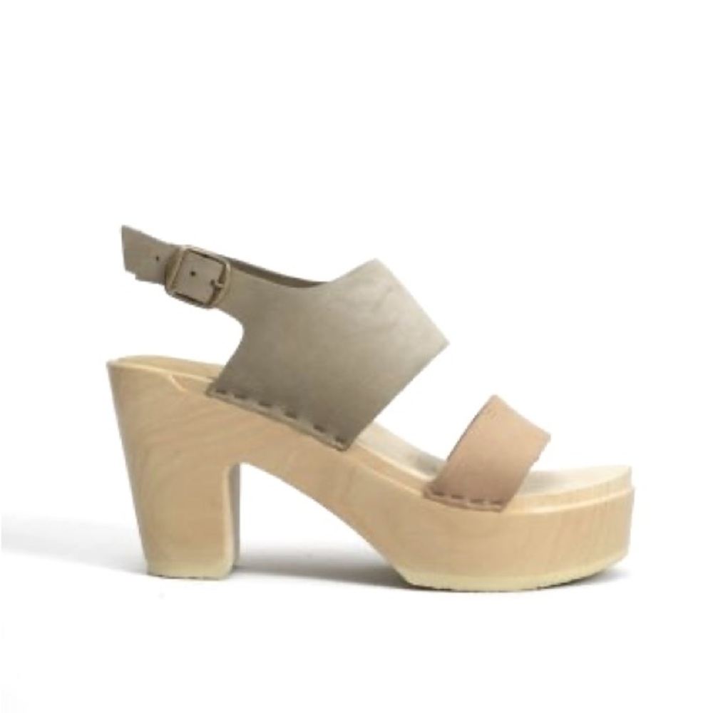 No. 6 Harper Wood Heel Clog Platform Sandals